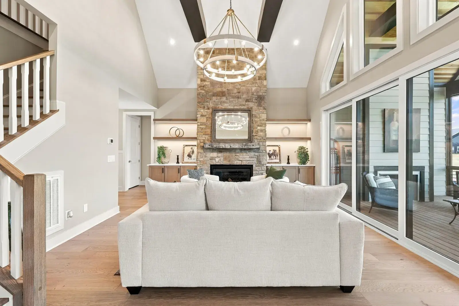 1123 Dovefield Lane, family room with stone fireplace