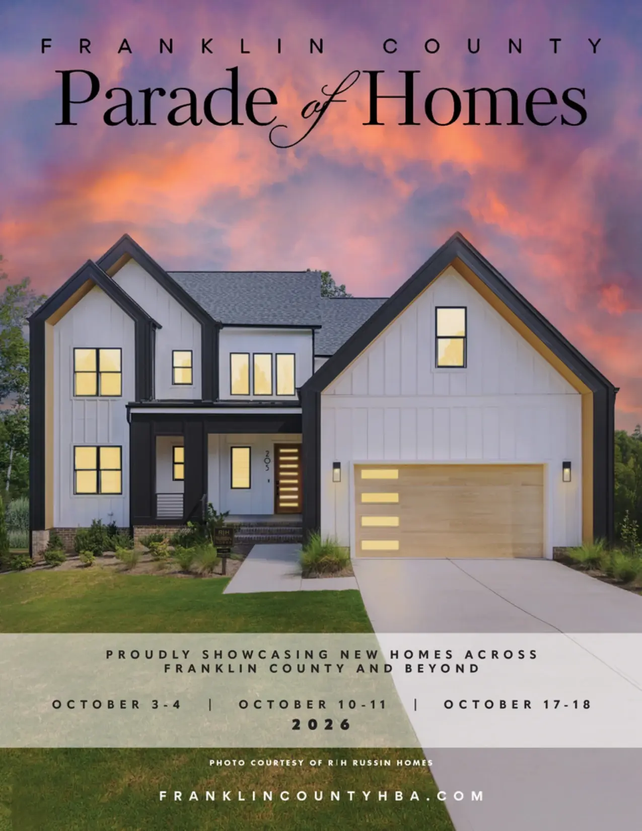 2026 Franklin County Parade of Homes magazine cover featuring a Russin Homes residence